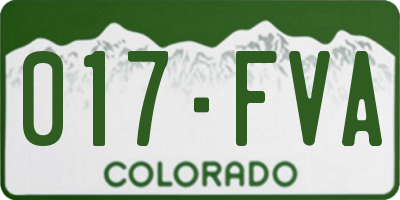 CO license plate 017FVA
