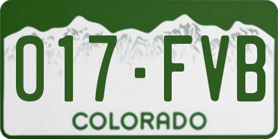 CO license plate 017FVB