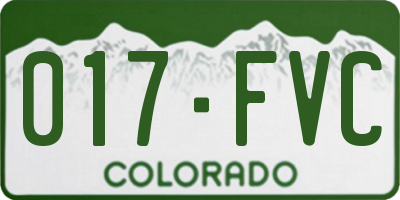 CO license plate 017FVC