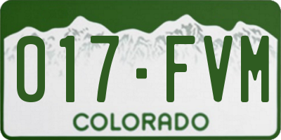 CO license plate 017FVM
