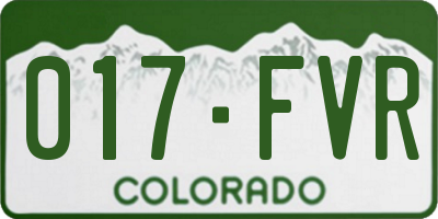 CO license plate 017FVR