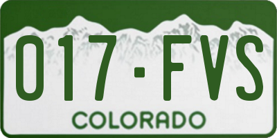 CO license plate 017FVS