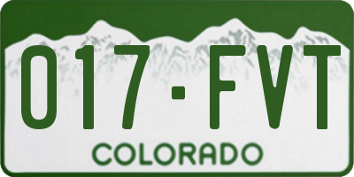 CO license plate 017FVT