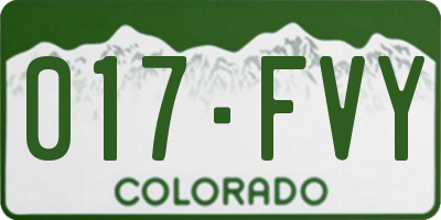 CO license plate 017FVY
