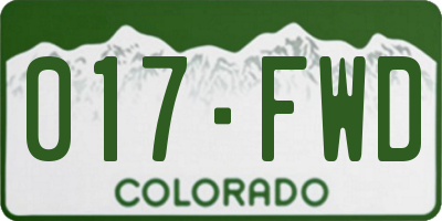CO license plate 017FWD