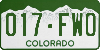 CO license plate 017FWO