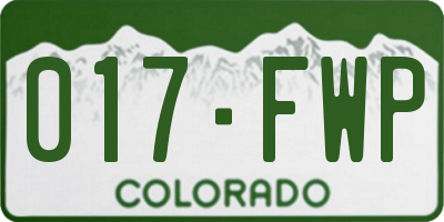 CO license plate 017FWP