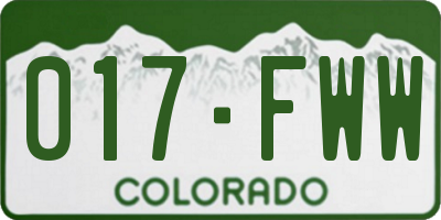 CO license plate 017FWW