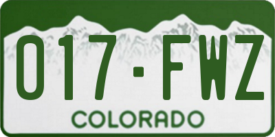 CO license plate 017FWZ