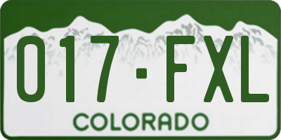 CO license plate 017FXL