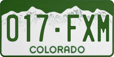 CO license plate 017FXM
