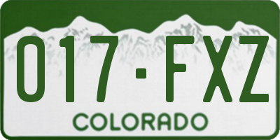 CO license plate 017FXZ