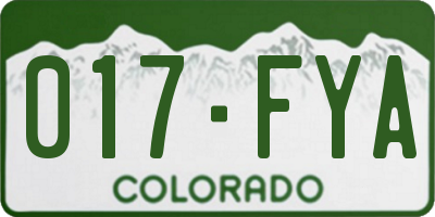 CO license plate 017FYA