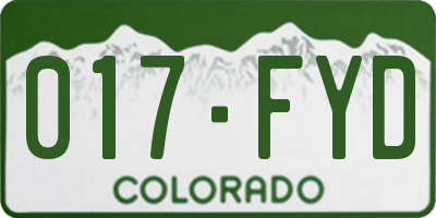 CO license plate 017FYD