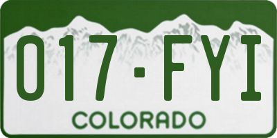 CO license plate 017FYI