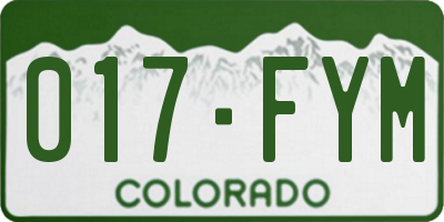 CO license plate 017FYM