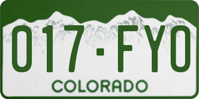CO license plate 017FYO