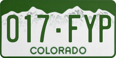 CO license plate 017FYP