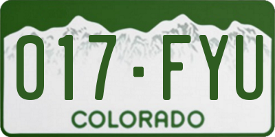 CO license plate 017FYU