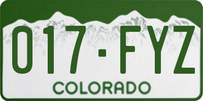 CO license plate 017FYZ