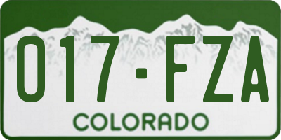 CO license plate 017FZA