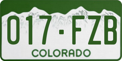 CO license plate 017FZB