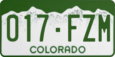 CO license plate 017FZM