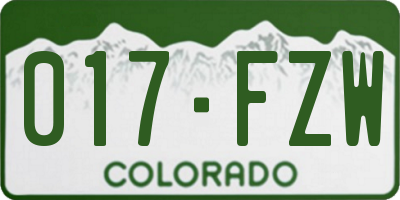 CO license plate 017FZW