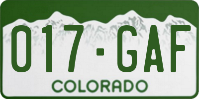 CO license plate 017GAF