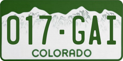 CO license plate 017GAI