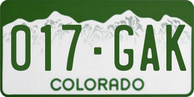 CO license plate 017GAK