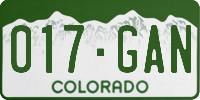 CO license plate 017GAN