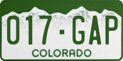 CO license plate 017GAP