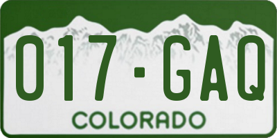 CO license plate 017GAQ