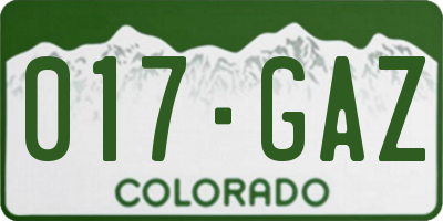 CO license plate 017GAZ