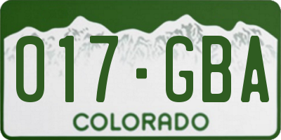 CO license plate 017GBA