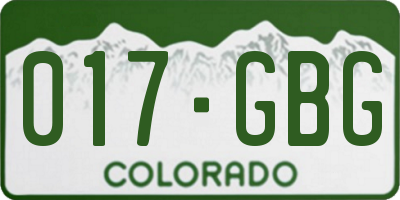 CO license plate 017GBG