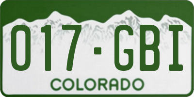 CO license plate 017GBI