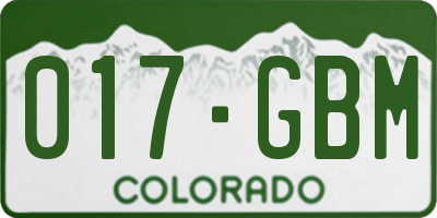 CO license plate 017GBM
