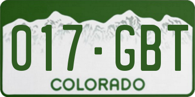 CO license plate 017GBT