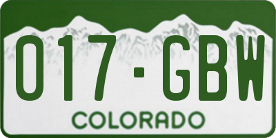 CO license plate 017GBW