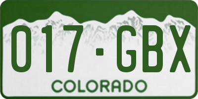 CO license plate 017GBX