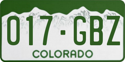 CO license plate 017GBZ