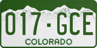 CO license plate 017GCE