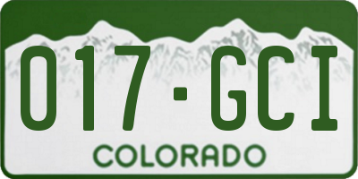 CO license plate 017GCI