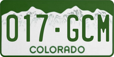 CO license plate 017GCM