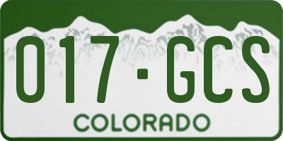 CO license plate 017GCS