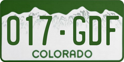 CO license plate 017GDF