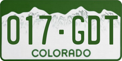 CO license plate 017GDT