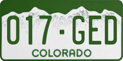 CO license plate 017GED